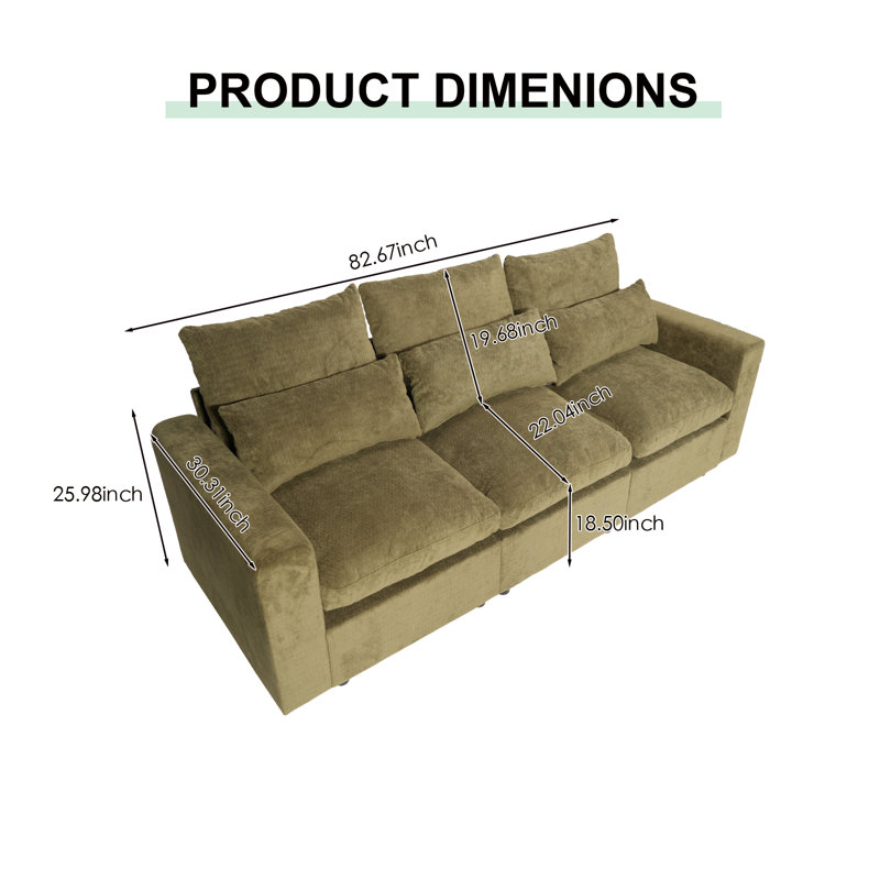Canapé modulaire modulaire 3 places gris, Grey