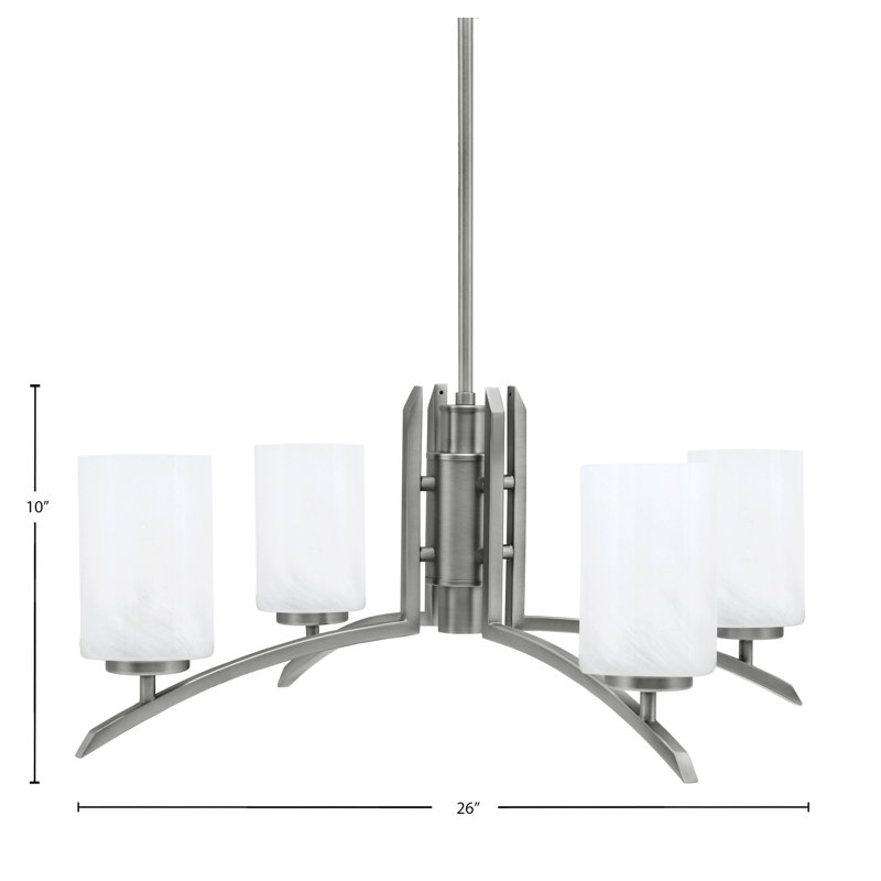 Lustre lumineux en verre marbré blanc 4 po, Graphite, H 58,25 po x l 26 po x P 26 po, 4