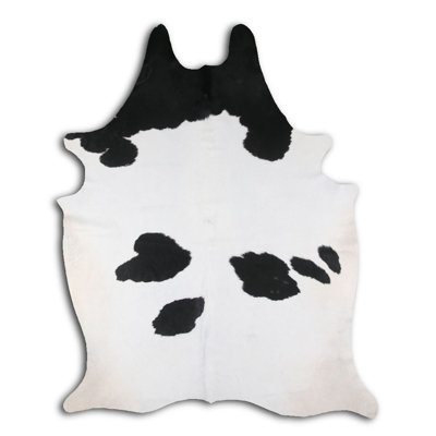 One-of-a-Kind Hand-Knotted 215cm x 223cm Cowhide Area Rug in Black/White