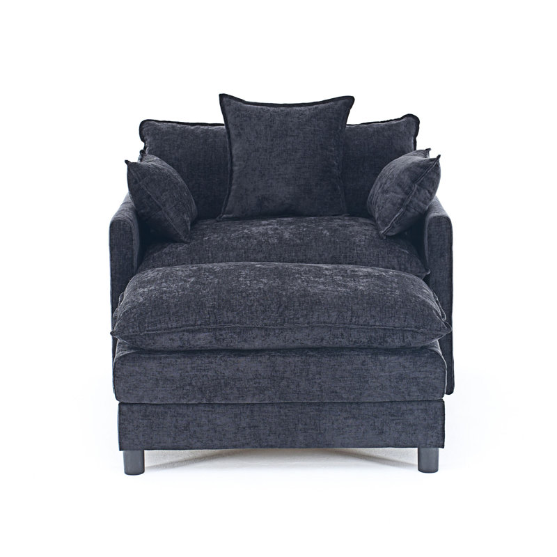 Chaise d'appoint rembourrée avec repose-pieds, Noir