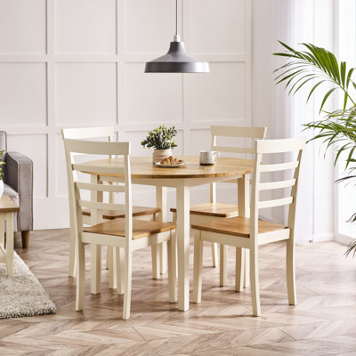 Alissah 4 - Person Rubberwood Solid Wood Dining Set