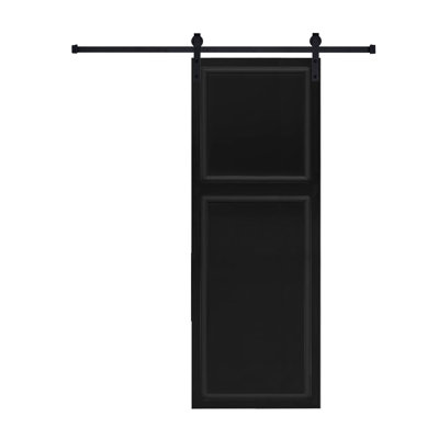 Modern 2 Panel  96 In.X41 In. Mdf Black Walnut Barn Sliding Door With Hardware Kit