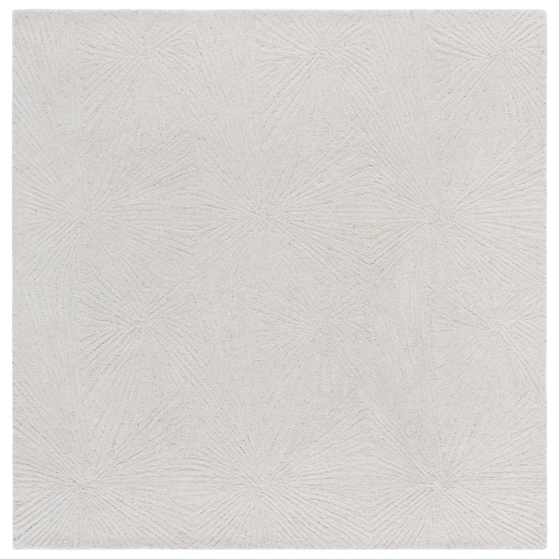 Ebony 930 Hand Tufted Wool/Cotton Abstract Rug in Gray, Square 6'