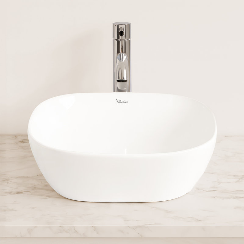Whitehaus 17" Square Above Mount /Vessel Lavatory Basin, White, Plain
