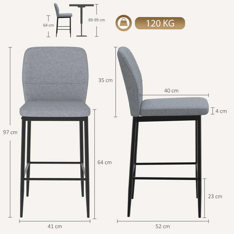 Upholstered Bar Stool with Steel Frame