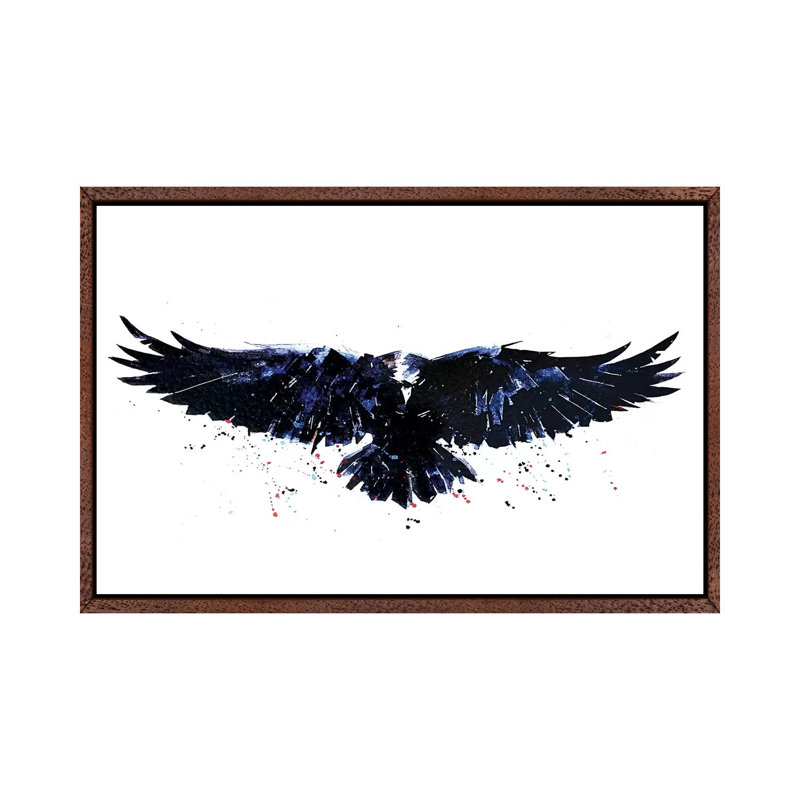 Raven - Painting on Canvas, 66.04 cm H x 45.72 cm W, Classic Brown Wood Framed