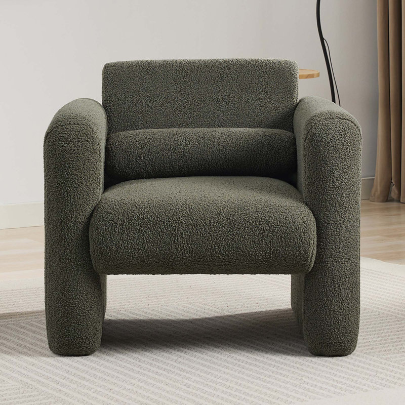 Chaise d'appoint en tissu Sherpa, Vert algue