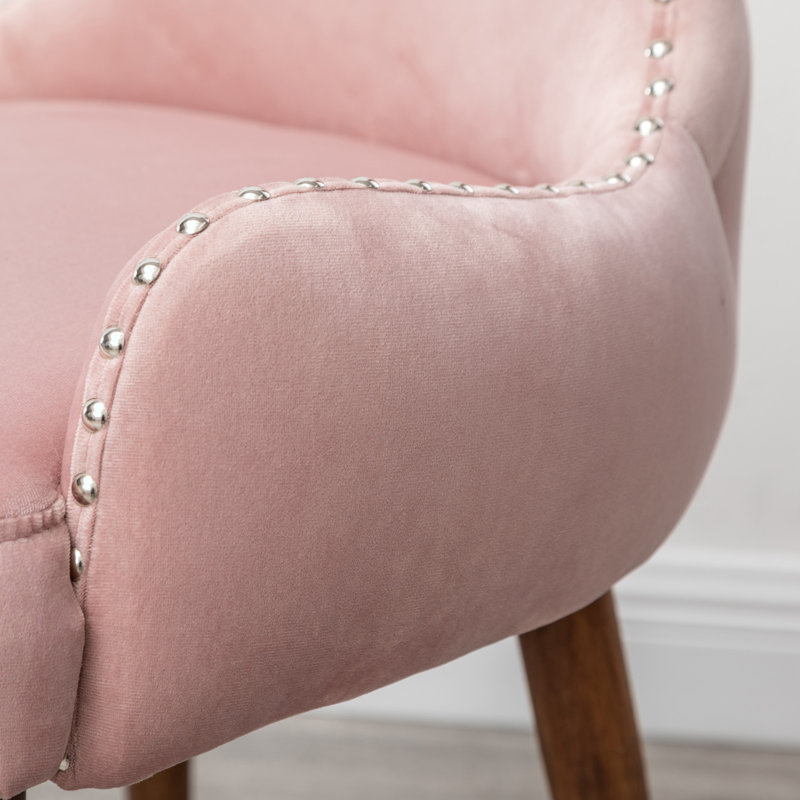 Velvet Upholstered Nailhead Trim  Dining Chair, Rose
