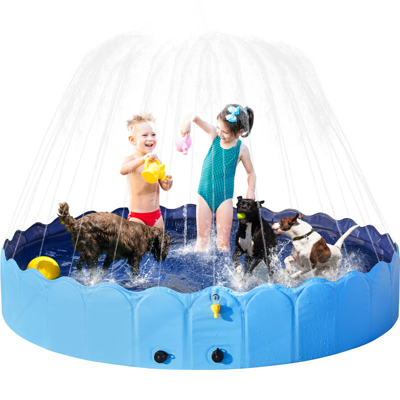 Grande piscine pliable pour chien avec arroseur, L 71 po x H 13 po
