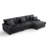 3 - Piece Upholstered Gray Faux Rabbit Fur Flannel Modular Sectional Sofa with Armrests & Throw Pillows-1817654548