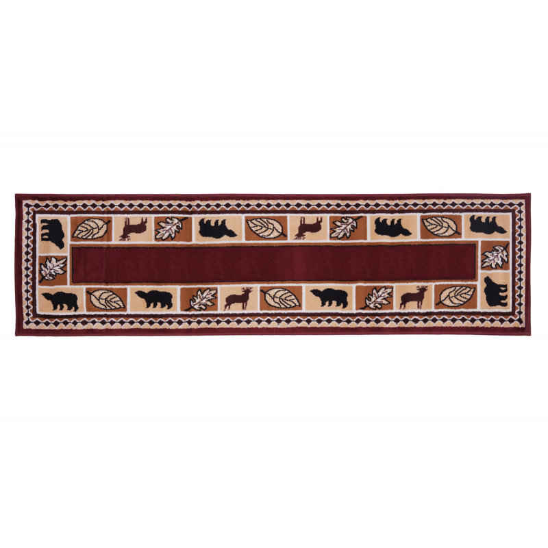 Tapis bourgogne à motif géométrique Cantin, Tapis de couloir 2 pi x 8 pi