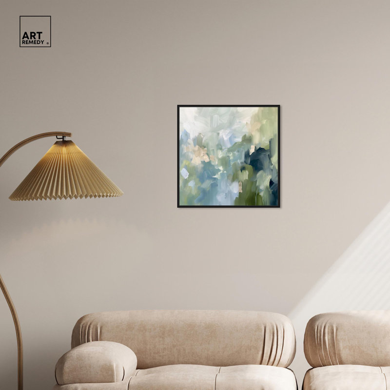 Minted Brush Canvas Minimal Abstracts by Art Remedy, 41" H x 41" W, Gold, Floater Framed Print
