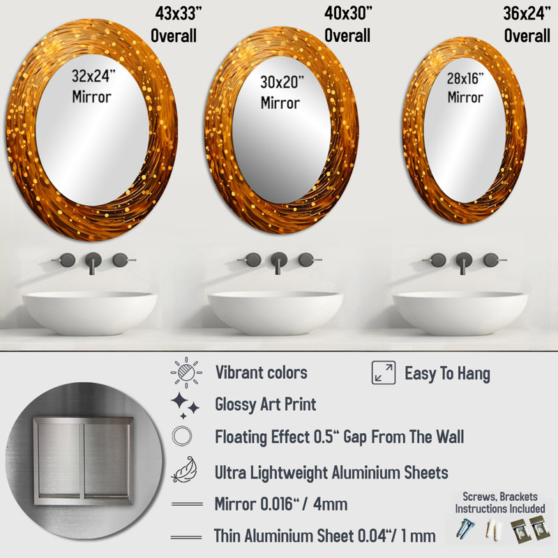 Miroir mural Midnight Marigold Siral I, H 36 po x l 24 po