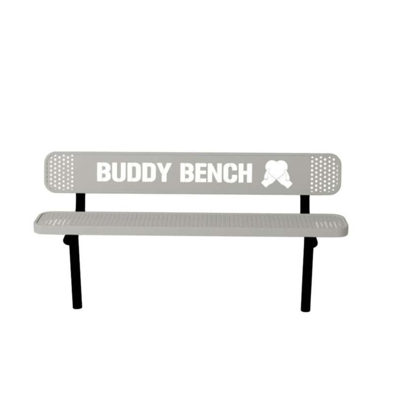 Banc d'appoint gris perforé, 1,83 m, avec dossier, à encastrer dans le sol, Banc de jumelage 6 pi creusé, Gris