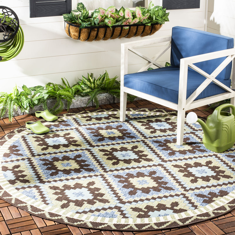 Northpoint Performance Southwestern Indoor/Outdoor Area Rug, Round 6'7"