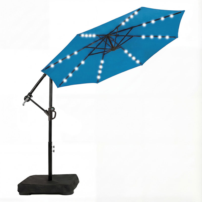 Parasol d'extérieur en porte-à-faux à DEL 10 pi, Bleu royal