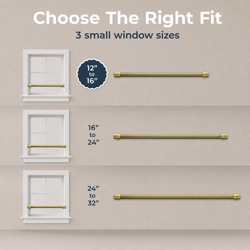 L5201BUN Aluminum Adjustable Double Curtain Rod, 12" – 16", Gold Plated