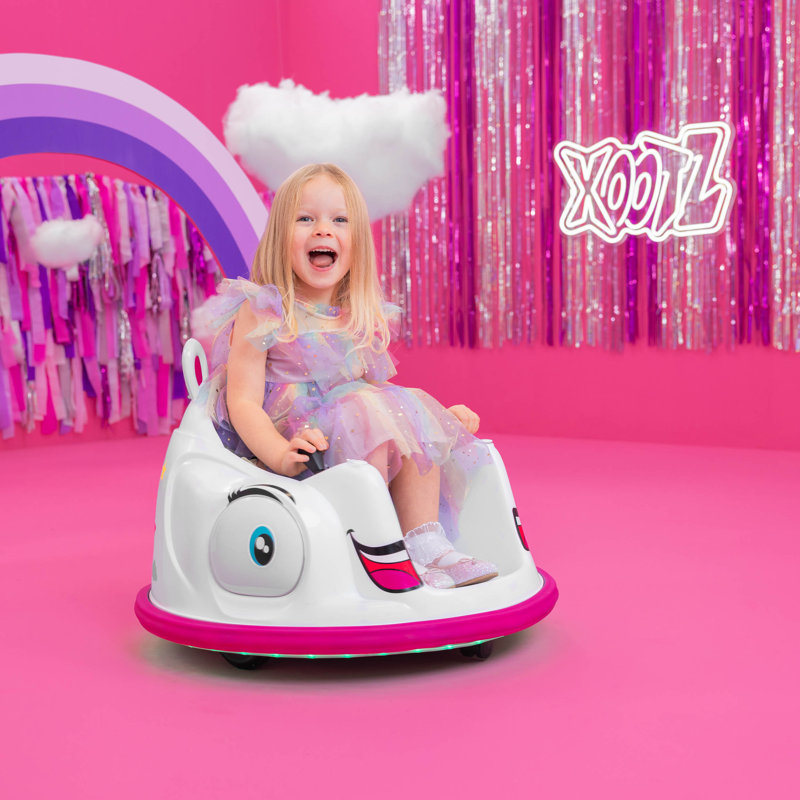 Kids Electric Unicorn Bumper Car Ride-On - White