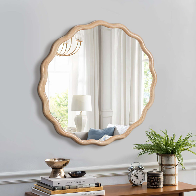Miroir de meuble-lavabo mural en bois massif, Naturel, 36 po x 36 po