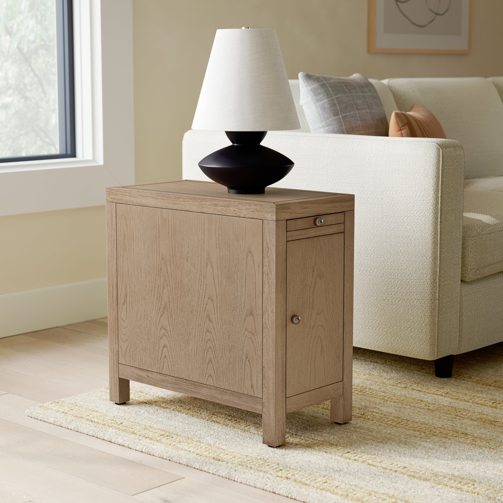 Celine Storage End Table, Light Oak