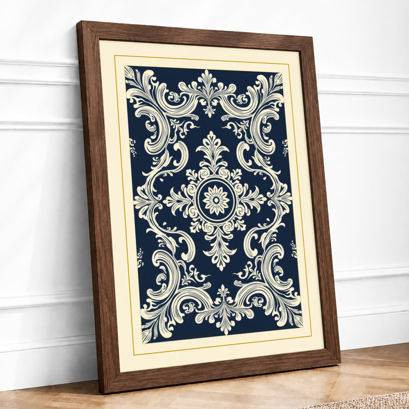 Ornamental Scrollwork Art Deco - Framed Print, A4 - 29.7 x 21.0 cm, Walnut