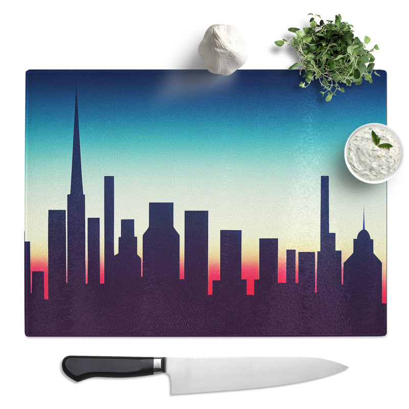 Splendid Skyscraper Skyline  Glass Chopping Board
