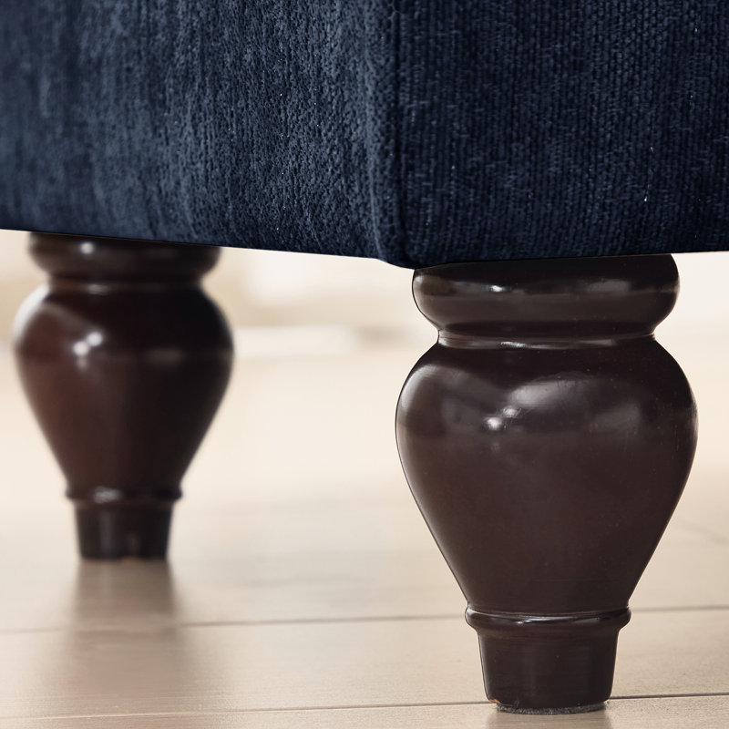 Ensemble de 2 pièces bleues avec pieds fuselés, forme de pétales évasés et segmentés pour un espace de vie classique avec accoudoirs modulaires, dossiers floraux, rembourrage en mousse haute densité