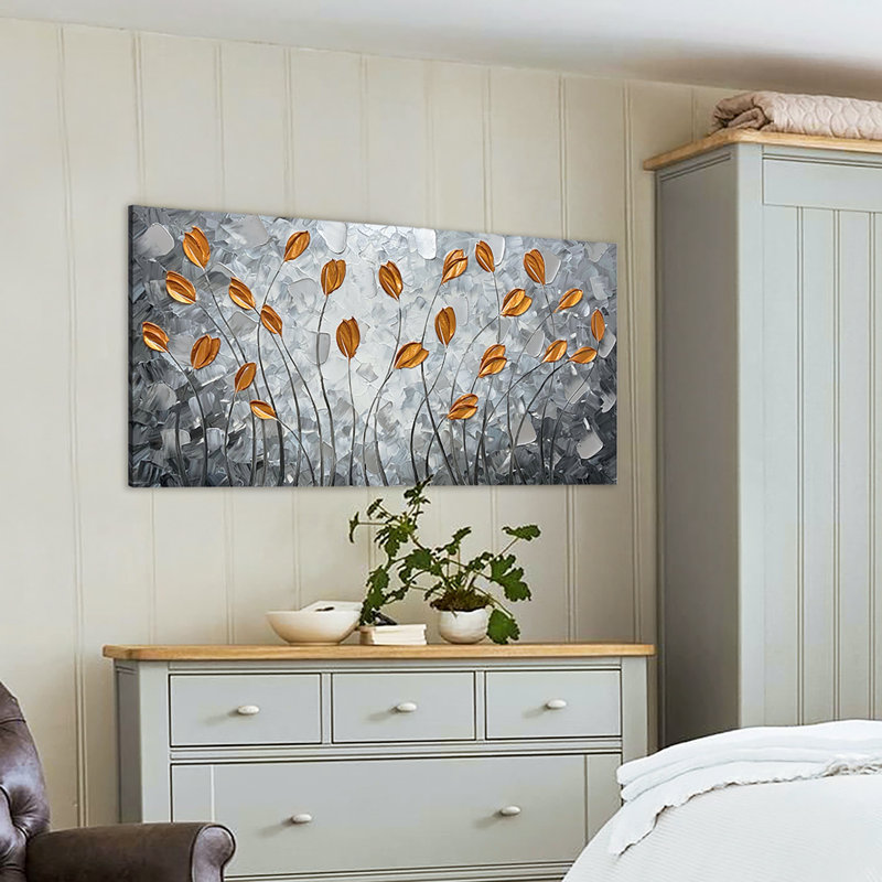 Traditional Plants & Flowers Wall Decor on Canvas, 24" H x 48" W x 1.5" D