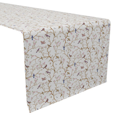 Fabric Textile Products, Inc. Table Runner, 100% Cotton, 16X72", Birds And Cherry Blossoms