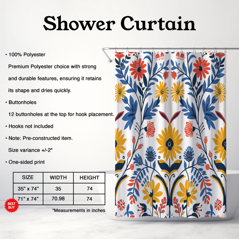 Rideau de douche Vernal Folk - Premium, H 74 po x l 71 po