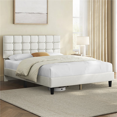 Contemporary Modern Tufted Upholstered Platform Bed