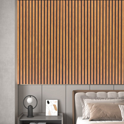 Gaahing 2 Pack 48''l X 24''w Natural Walnut Sound Absorbing Panelling,3d Slat Acoustic Wall Panels With Wood Finish Accent For Studio, Office, Living Room, Bedroom Interior Decor