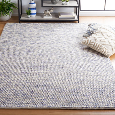 Almus Geometric Handmade Hand-Loomed Blue / Ivory Area Rug