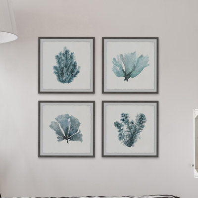 « verts ii », ensemble de 4 reproductions de peintures à l’aquarelle encadrées