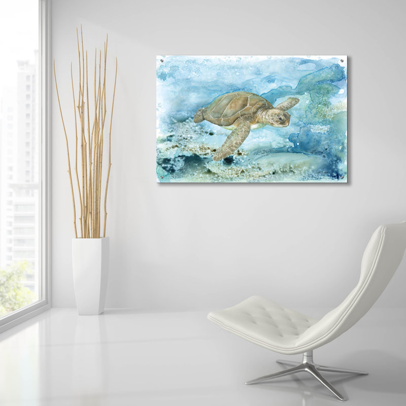 «Under Sea Life 1» par Leslie Trimbach, art mural en verre acrylique, H 24 po x l 36 po x P 0,2 po