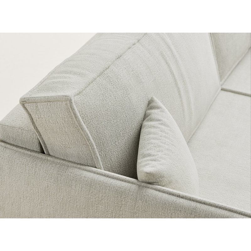 3 Seater Reclining Sofa, Light Cream Polyester/Chenille