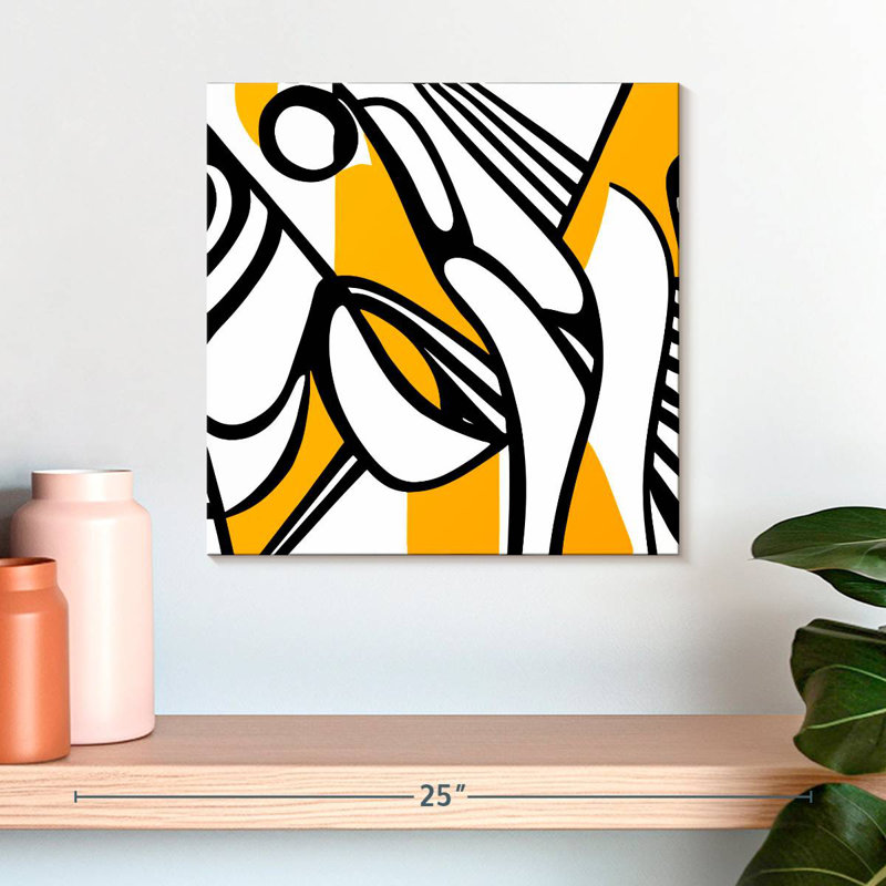 Avery Black And Yellow Lines, 16" H x 16" W