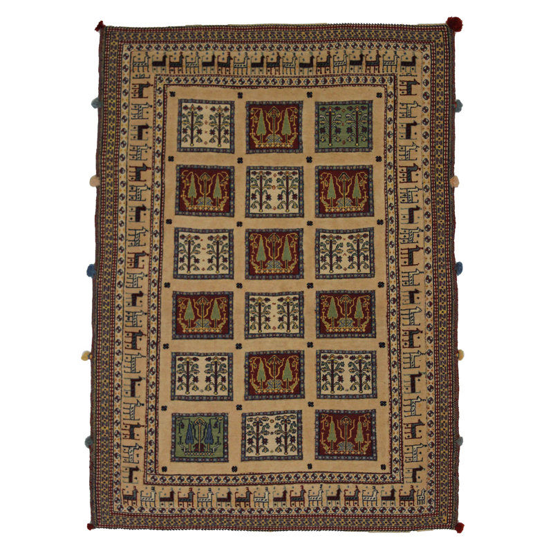 Paska Patchwork Area Rug in Beige