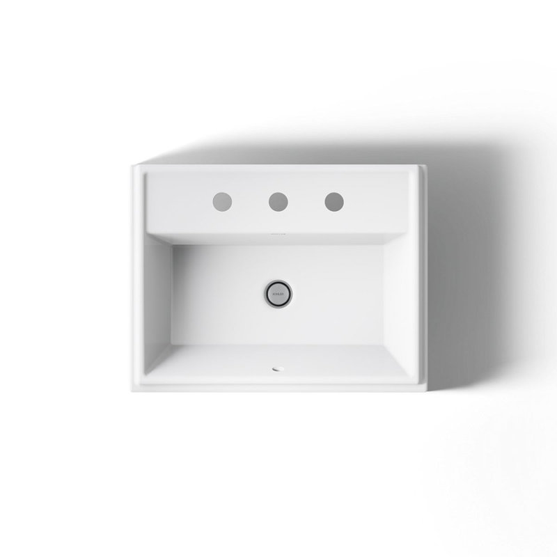 Tresham® Ceramic Rectangular Drop-In Bathroom Sink with Overflow, White, 8'' Widespread