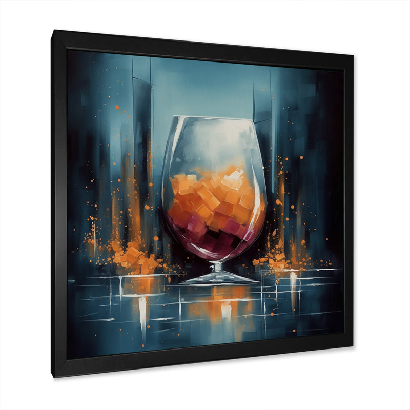 63183_Glam Cognac Glass I - Fashion Wall Art Living Room, H 16 po x l 16 po x P 1 po, Cadre photo noir