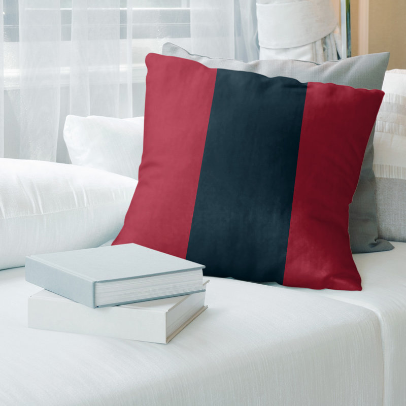 Housse de coussin, 18 po x 18 po, Rouge / Bleu, Polyester sergé