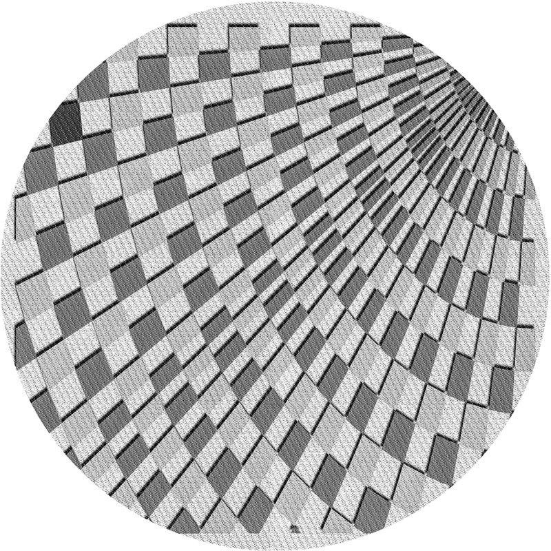 Tapis gris à motif géométrique Kibby, Rond 3 pi