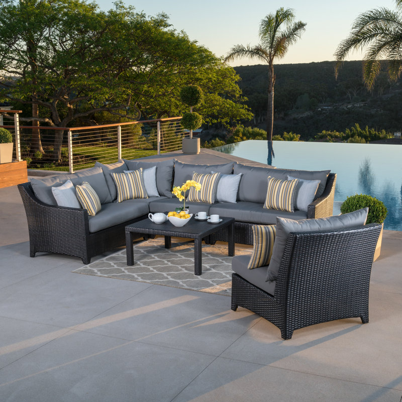 Deco 6 Piece Setting Group with Cushions, Charcoal Grey Sunbrella®
