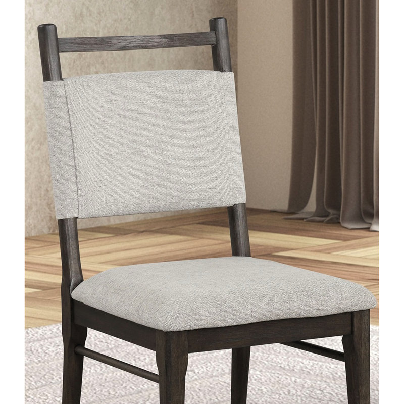 Chaises de salle à manger contemporaines en noyer foncé recouvertes de tissu à 100% de conception moderne à 2 pièces