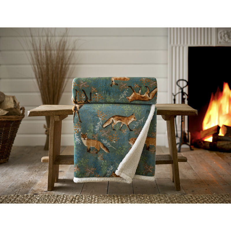 Cuddly Sherpa Fleece Throw, Green Animal