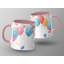 Kids Drawing Style 11oz Accent Mugs – Ceramic Coffee Cup with a Pink Handle and Interior