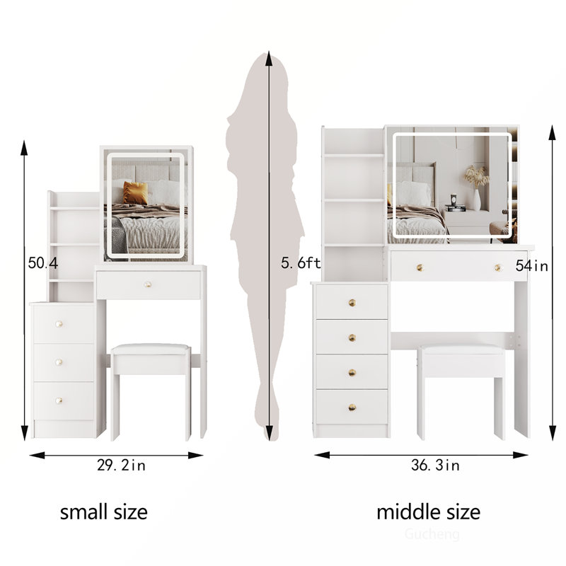 Versatile Compact Vanity Table with Advanced LED Mirror and Spacious Storage