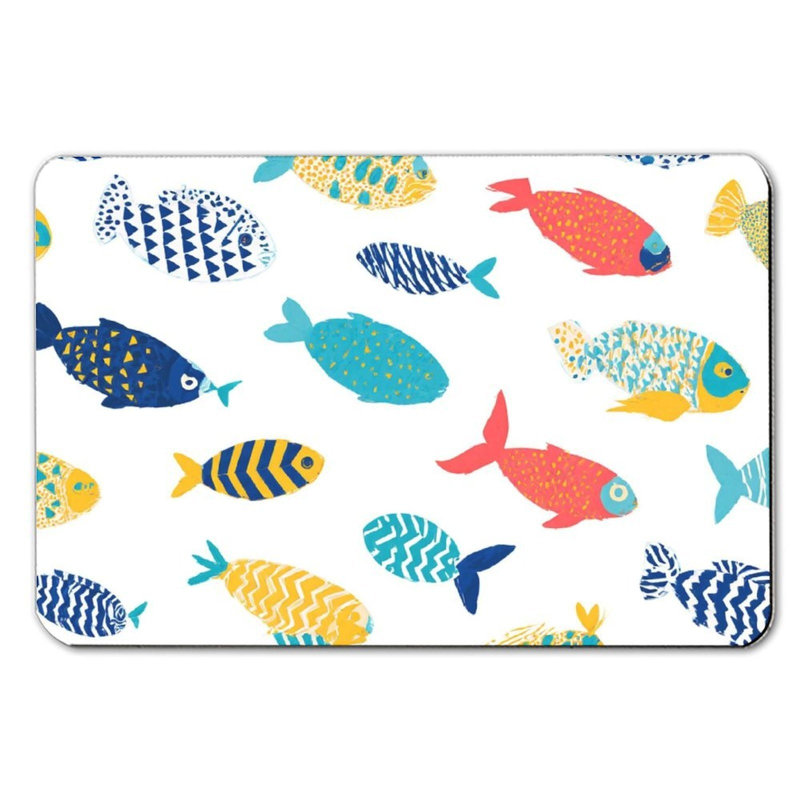 Tapis de bain 16 x 24 poissons à motifs colorés, décor ludique pour porte de douche