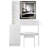 37" Middle Size Left Bedside Cabinet Vanity Table + Cushioned Stool Dresser Set, 2 AC+2 USB Socket, Hair Dryer Stand, Large Touch Control LED Sliding Mirror, 3-Color Switch, EPA, GCC, UL Certificate-1271757671