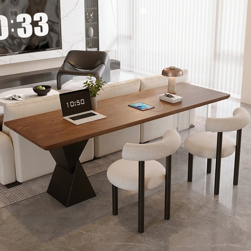 Bureau rectangulaire en bois massif brun,  H 29,53 po x l 62,99 po x P 23,62 po